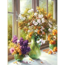 Keresztszemes  előrajzolt kézimunka cérnával 36 x 46 cm