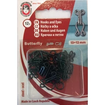 Horgos kapocs fekete, 13 x 12 mm, 12 pár