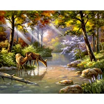 Keresztszemes előrajzolt kép cérnával 36 x 46 cm
