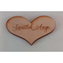 Fa szív "Szeretlek Anyu" felirattal 5 x 3 cm 