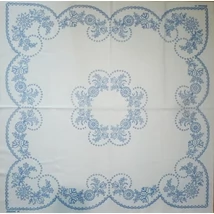 Előnyomott hímezhető kézimunka terítő - ókalocsai, fehér hímzéses minta 90x90 cm - 50
