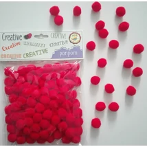 Pompon 15mm 100 db piros