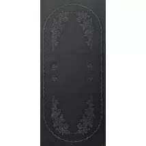 Előrajzolt hímezhető futó fekete alapon 40 x 80 cm - kalocsai minta