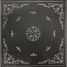Előnyomott hímezhető kézimunka terítő - matyó minta fekete 90X90 cm 