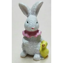 Kerámia nyuszi figura csibével 5 cm
