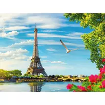 Eiffel torony - Gyémántszemes kirakó - 30x40cm - Kerek köves