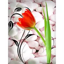 Tulipán - Gyémántszemes kirakó - 35x45cm - Kerek köves