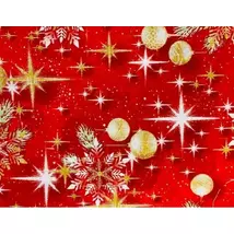 Karácsonyi vastag vászon piros alapon arany gömbök, 140 cm széles