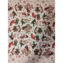 Karácsonyi vastag pamutvászon - apró karácsonyi minták, 50 cm széles