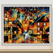 Éjszakai város - Gyémántszemes kirakó - 30x40cm - Kerek köves