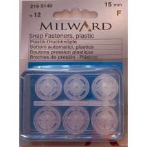 Műanyag patent átlátszó, 15 mm, 12 db