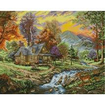 KERESZTSZEMES KÉP CÉRNÁVAL 48x58 cm