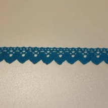 Türkizkék színű pamut csipke 2 cm
