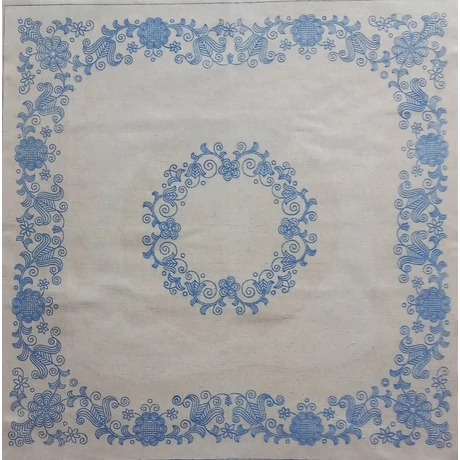 Előnyomott  kézimunka  90 x 90 cm, hódmezővásárhelyi minta lenvászon anyagon
