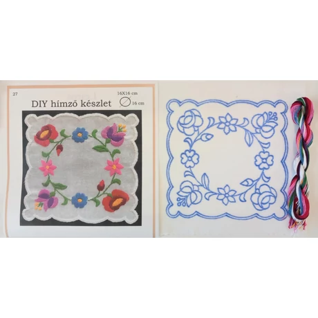 DIY hímző készlet, kézimunkával és cérnával 16 x 16 cm