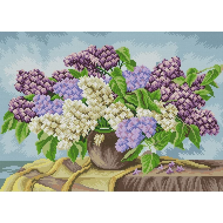 Keresztszemes előrajzolt kép cérnával 45 x 36 cm
