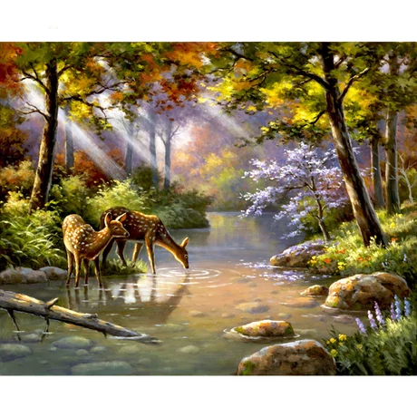 Keresztszemes előrajzolt kép cérnával 36 x 46 cm