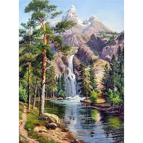 Keresztszemes előrajzolt kép cérnával 36 x 46 cm