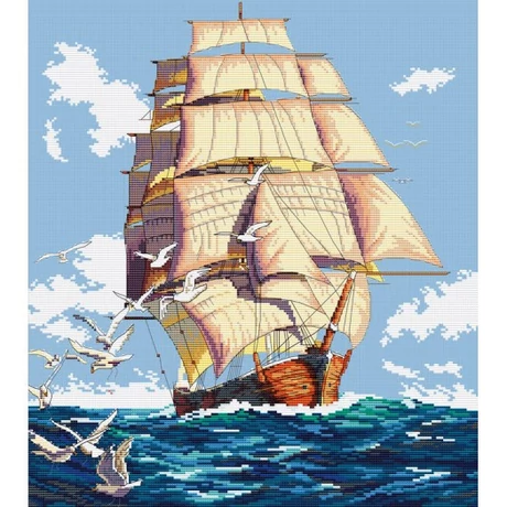 Keresztszemes előrajzolt kép cérnával 36 x 46 cm