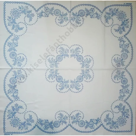 Előnyomott hímezhető kézimunka terítő - ókalocsai, fehér hímzéses minta 90x90 cm - 50