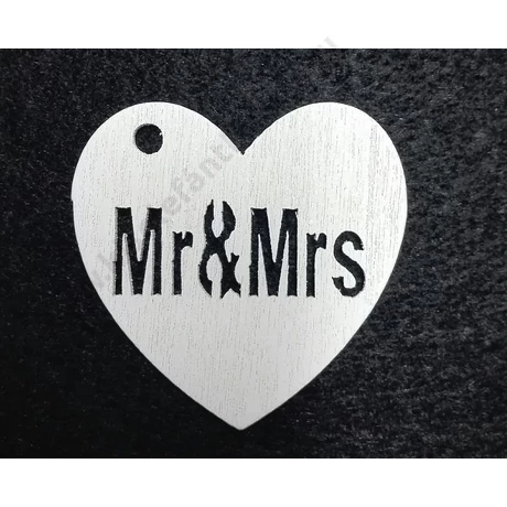 Fa Mr&Mrs szív fehér 4 cm