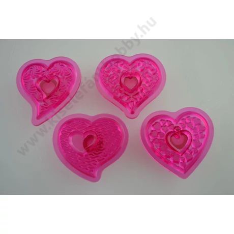 Marcipán/fondant mintázó műanyag szívek 4 db-os