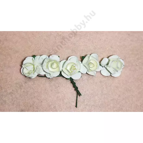 Papír rózsa 1,5 cm drót szárral 5 db nyers