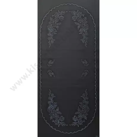 Előrajzolt hímezhető futó fekete alapon 40 x 80 cm - kalocsai minta