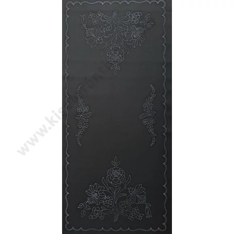 Előrajzolt hímezhető futó fekete alapon 40 x 80 cm - kalocsai minta