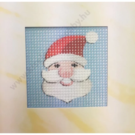 Télapófej gobelin cérnával és papírkerettel 12 x 12 cm