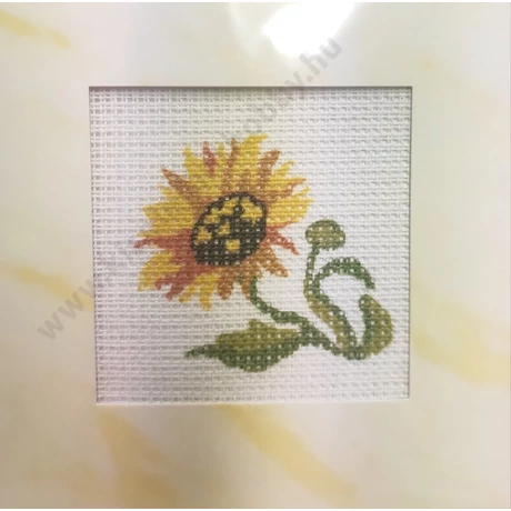 Napraforgó gobelin cérnával és papírkerettel 6,5 x 6,5 cm