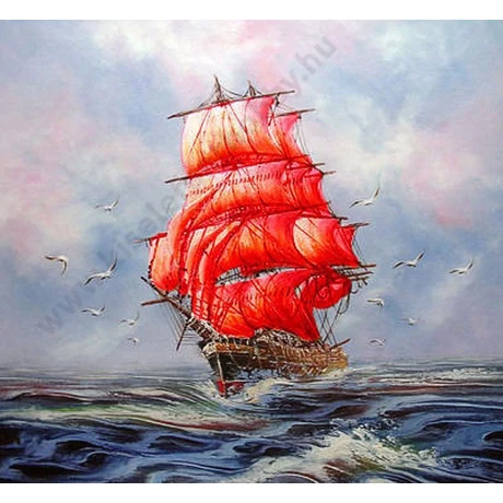 Hajó - Gyémántszemes kirakó - 46x46cm - Kerek köves