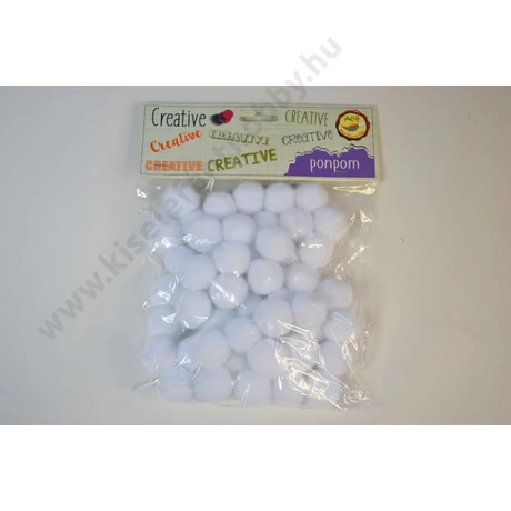 Pompon fehér 20 mm, 50 db/csomag