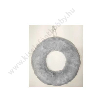 Szőrmés hungarocell félkoszorú 25 cm szürke