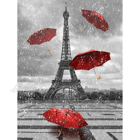 Eiffel-torony - Gyémántszemes kirakó - 46x56cm - Kerek köves