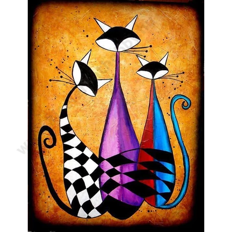 Macskák - Gyémántszemes kirakó - 35x45cm - Kerek köves