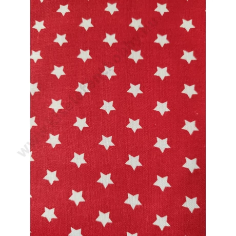 Piros alapon fehér csillagos vászon 150 cm széles