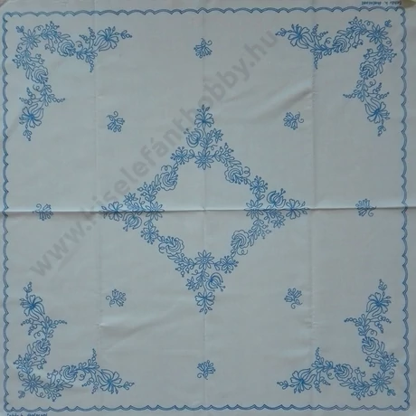 Előnyomott hímezhető kézimunka terítő - ókalocsai, fehér hímzéses minta 90x90 cm - 55