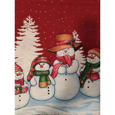 Karácsonyi vastag pamutvászon - vidám hóemberek, 50 cm széles