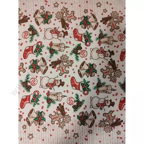 Karácsonyi vastag pamutvászon - apró karácsonyi minták, 50 cm széles