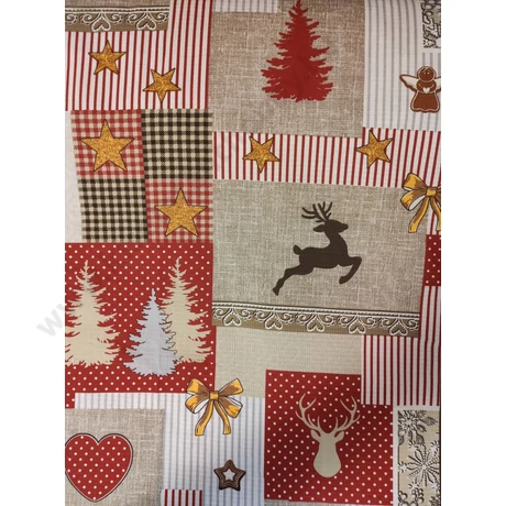 Karácsonyi vastag pamutvászon - karácsonyi mintás,150 cm széles