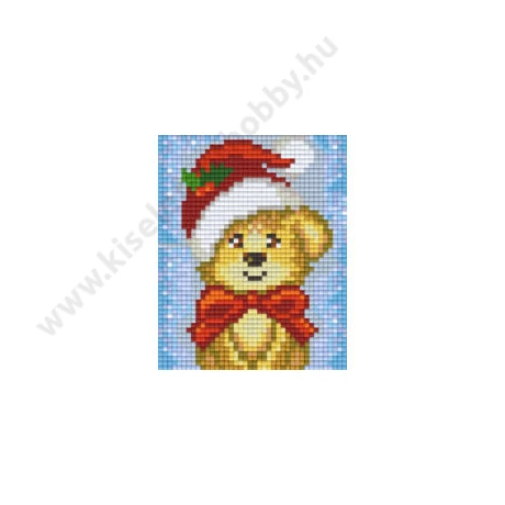 Maci mikulás sapkában pixelhobby kirakó szett