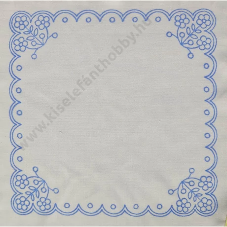 Előnyomott kézimunka -  30x30 cm,  fehér hímzéses zalai minta