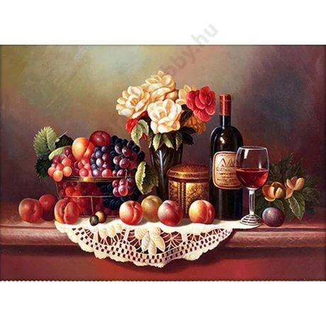 Csendélet - Gyémántszemes kirakó - 60x45cm - Kerek köves