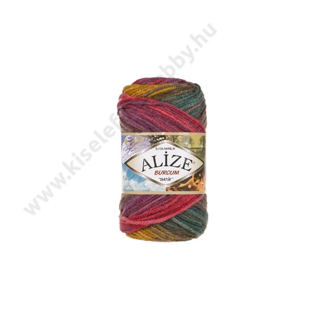 Burcum Batik 3368 mustár - zöld - lila