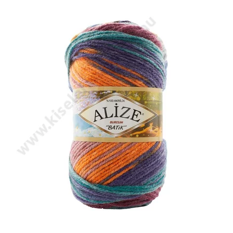Burcum Batik 7919 lila - narancs - türkiz - bordó