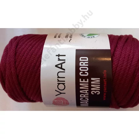 Makramé cord 3 mm, bordó