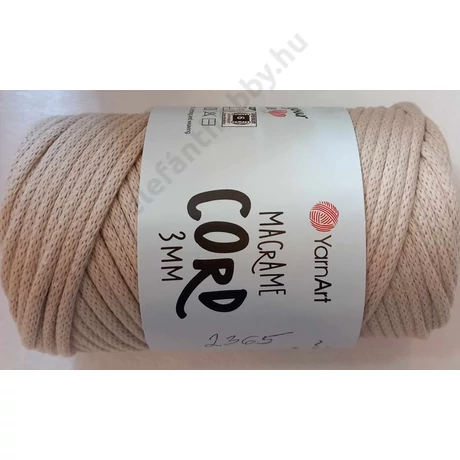 Makramé cord 3 mm, drapp