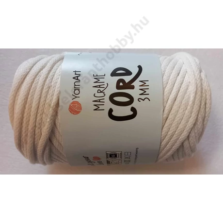 Makramé cord 3 mm, fehér