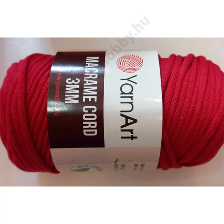Makramé cord 3mm,  piros